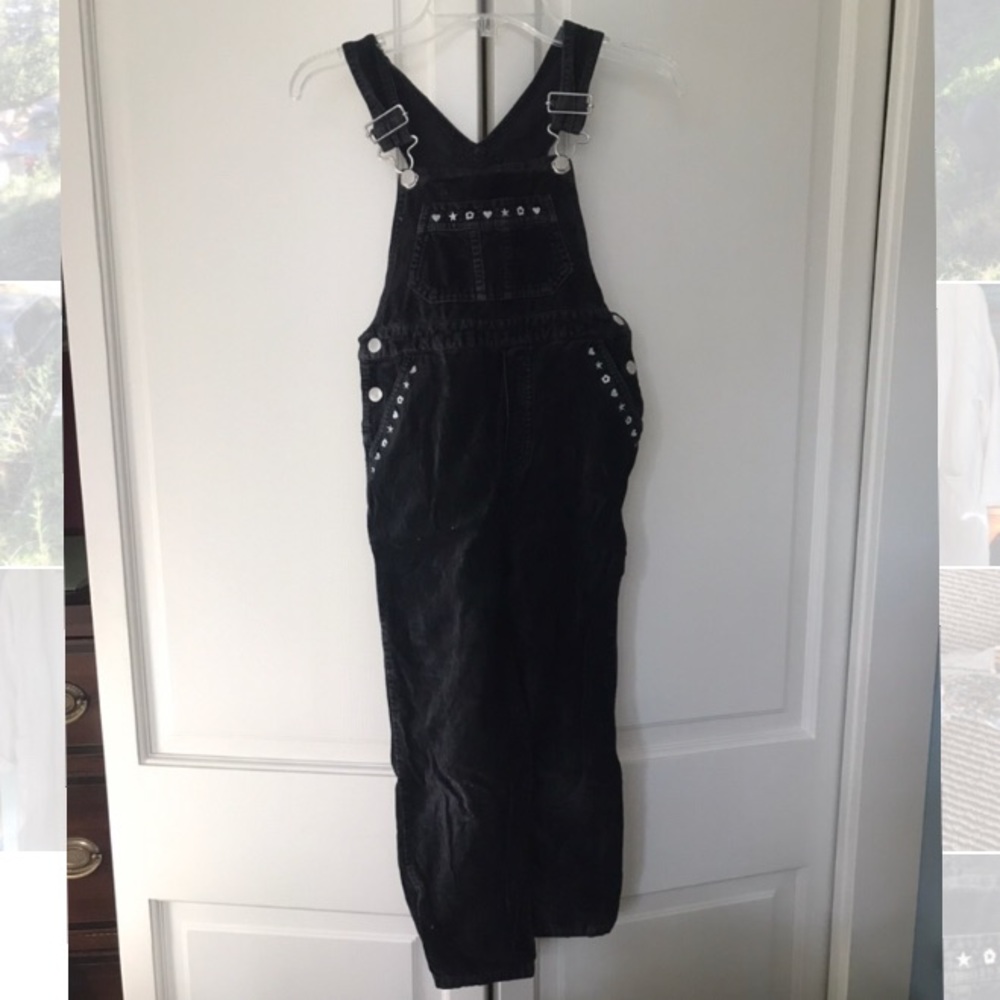 Green Dog Black Velvet Overalls
